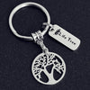 PolishedPlus Customized Life Tree keychain Inspirational stainless steel key ring Letter personalized custom for Women girl gift