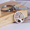 PolishedPlus Customized Life Tree keychain Inspirational stainless steel key ring Letter personalized custom for Women girl gift