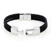 PolishedPlus Customized Personalized Stainless Steel Braided Rope Bracelet Custom Names Men Bracelet Steel Black Beads Colors