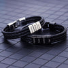 PolishedPlus Customized Personalized Stainless Steel Braided Rope Bracelet Custom Names Men Bracelet Steel Black Beads Colors