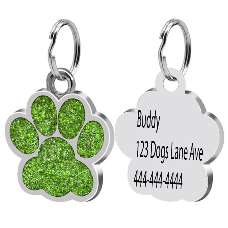 PolishedPlus Customized Petlover gift  Custom Dog Tag For Dogs  Personalized Glitter Dog Name Tag Engraved Dog Cat ID Tag gift