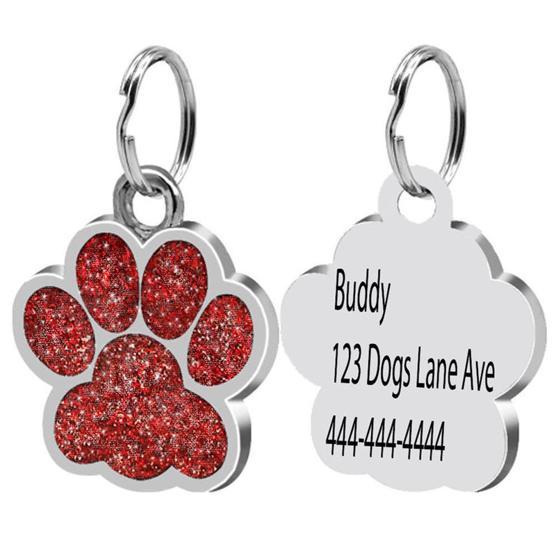PolishedPlus Customized Petlover gift  Custom Dog Tag For Dogs  Personalized Glitter Dog Name Tag Engraved Dog Cat ID Tag gift