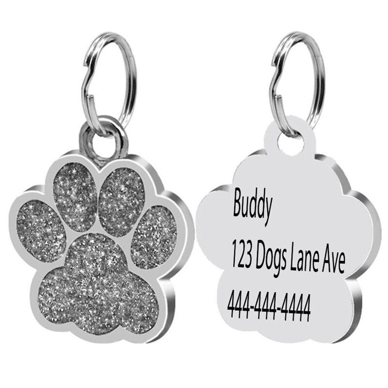 PolishedPlus Customized Petlover gift  Custom Dog Tag For Dogs  Personalized Glitter Dog Name Tag Engraved Dog Cat ID Tag gift