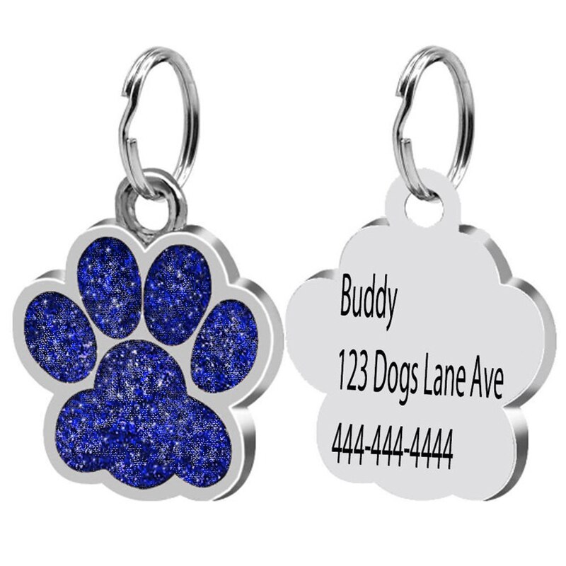 PolishedPlus Customized Petlover gift  Custom Dog Tag For Dogs  Personalized Glitter Dog Name Tag Engraved Dog Cat ID Tag gift