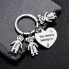 PolishedPlus Customized Stainless Steel Baby Figure Charm Keyring Engrave Family Name Logo Keychain Jewelry Gift For Men Women