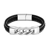 PolishedPlus Customized Stainless Steel Leather Bracelet  Gift  For Men  Father