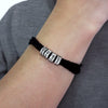 PolishedPlus Customized Titanium Braid Leather Name Letter Bracelets custom personalized Men Cool birthday gift