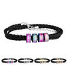 PolishedPlus Customized Titanium Braid Leather Name Letter Bracelets custom personalized Men Cool birthday gift