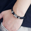 PolishedPlus Customized Titanium Braid Leather Name Letter Bracelets custom personalized Men Cool birthday gift