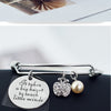 PolishedPlus Customized Titanium bracelet pearl apple bangle Teacher's day gift for teacher personalized for Women girl gift