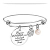 PolishedPlus Customized Titanium bracelet pearl apple bangle Teacher's day gift for teacher personalized for Women girl gift