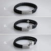 PolishedPlus Customized bracelet Engraved bangle for Men Stainless Steel leather bracelet for Dad Father's Day gift choice