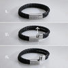 PolishedPlus Customized bracelet Engraved bangle for Men Stainless Steel leather bracelet for Dad Father's Day gift choice