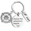 PolishedPlus Customized engravable 2022 Keychain and so the adventure begins Stainless Steel Letter personalized birthday gift