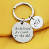 PolishedPlus Customized engravable Keychain She believed she could so she did Stainless Steel Letter personalized birthday gift