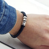 PolishedPlus Customized engravable bracelet Sterling silver bead bracelet Letter personalized custom for man birthday gift