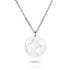PolishedPlus Customized necklace hollow world map stainless steel travel personalized custom for Women birthday girl gift