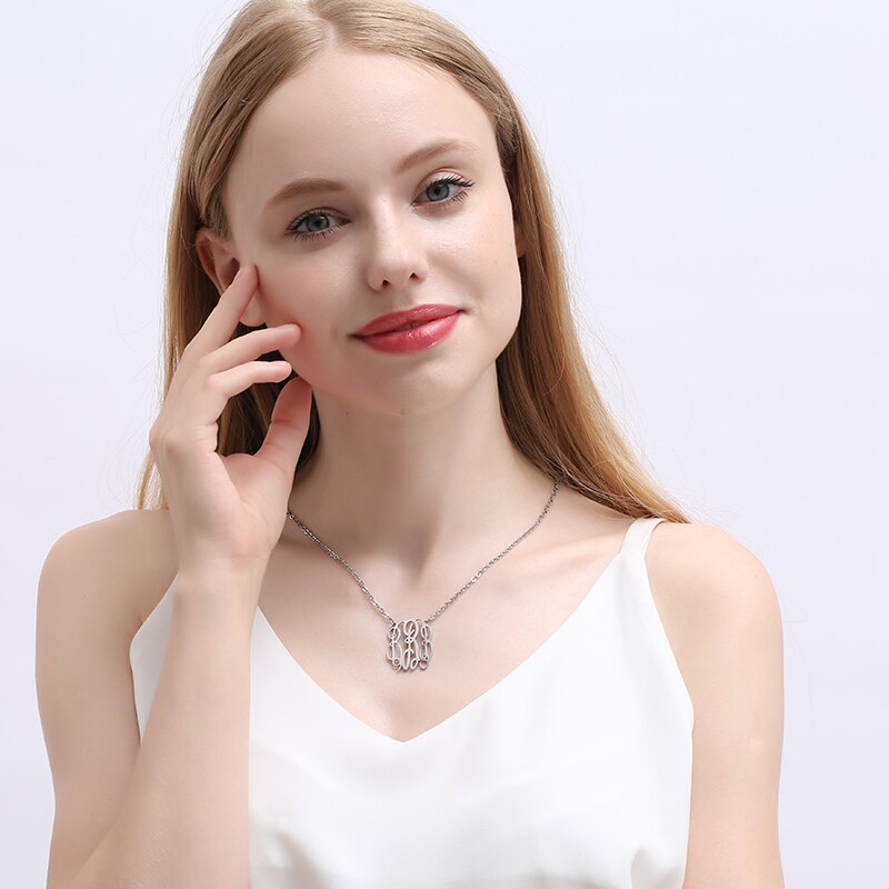 PolishedPlus Customized necklace letter B Baroque style Clavicle Chain simple hollow stainless steel for Women birthday gift