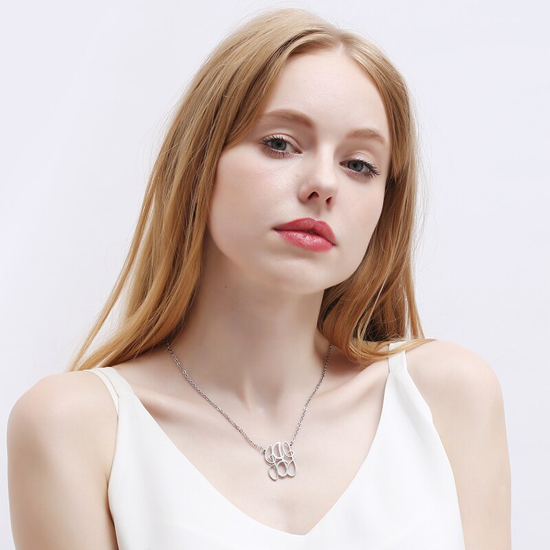 PolishedPlus Customized necklace letter J Baroque style Clavicle Chain simple hollow stainless steel for Women birthday gift