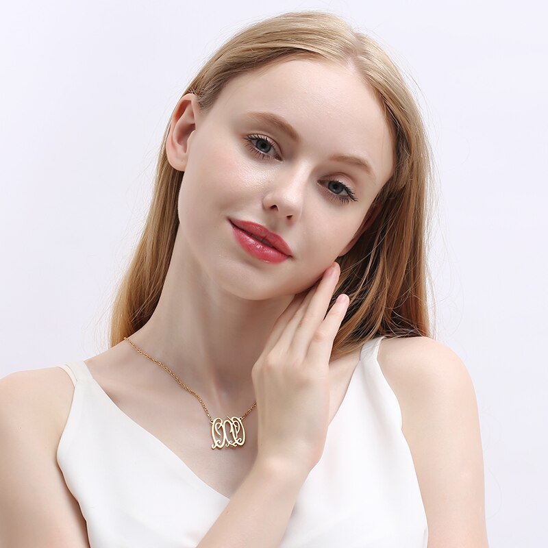 PolishedPlus Customized necklace letter Q Baroque style Clavicle Chain simple hollow stainless steel for Women birthday gift