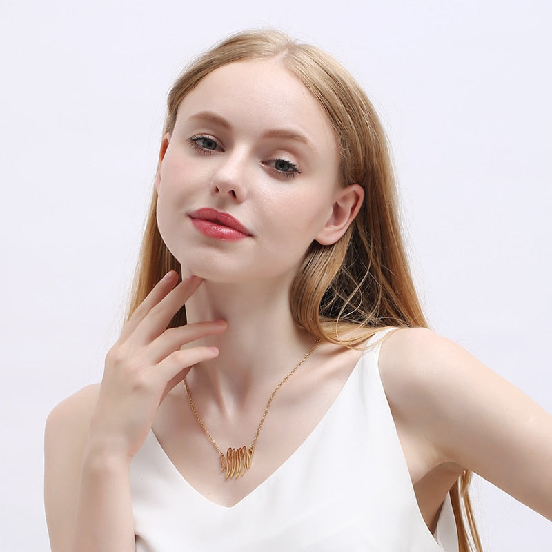 PolishedPlus Customized necklace letter W Baroque style Clavicle Chain simple hollow stainless steel for Women birthday gift