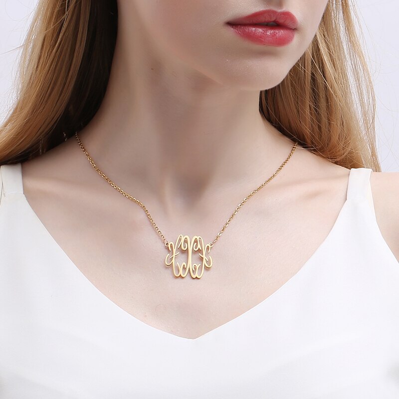 PolishedPlus Customized necklace letter X Baroque style Clavicle Chain simple hollow stainless steel for Women birthday gift