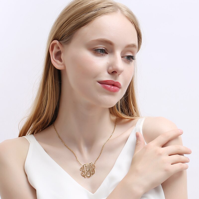 PolishedPlus Customized necklace letter Y Baroque style Clavicle Chain simple hollow stainless steel for Women birthday gift