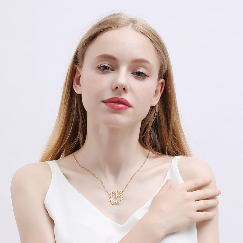 PolishedPlus Customized necklace letter Z Baroque style Clavicle Chain simple hollow stainless steel for Women birthday gift