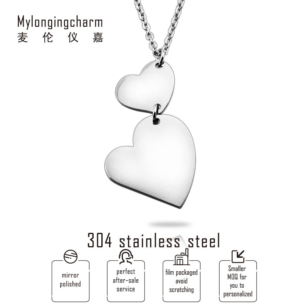PolishedPlus Customized necklace stainless steel heart necklace personalized custom for Women birthday girl gift