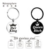 PolishedPlus Customized queen her king Keychain couple Love black humor stainless steel Letter personalized for Women gift