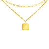 PolishedPlus Square Pendant Vintage Double Layer Necklace Gold chain Women Jewelry Layered Accesories for Girls Gifts