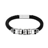 PolishedPlus Halloween Stainless Steel Bracelet Skeleton Skull Customize Name Beads Gothic Punk Gift Men Unisex Jewelry