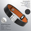 PolishedPlus Leather Bracelet Adjustable Stainless steel Engrave I can&amp;#39;t breath Tag Bangle For Men Boyfriend Trendy Jewelry Gift