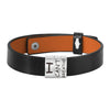 PolishedPlus Leather Bracelet Adjustable Stainless steel Engrave I can&amp;#39;t breath Tag Bangle For Men Boyfriend Trendy Jewelry Gift
