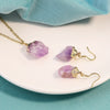 PolishedPlus Trendy Irregular Raw Earring Natural Crystal Amethysts Druzy Healing Point Earrings Quartz Jewelry Necklace