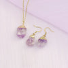 PolishedPlus Trendy Irregular Raw Earring Natural Crystal Amethysts Druzy Healing Point Earrings Quartz Jewelry Necklace