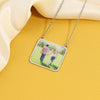 PolishedPlus Personalize Custom Text Word And Photo Romantic Lover Square Pendants Charm Necklace For Women Jewelry
