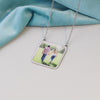 PolishedPlus Personalize Custom Text Word And Photo Romantic Lover Square Pendants Charm Necklace For Women Jewelry