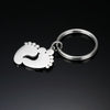 PolishedPlus Personalized Custom Baby Name Birthday Foot Keychain Engraved Date  Footprint Keyrings For Mom Dad Gift
