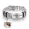 PolishedPlus Personalized Customize Bracelet Engraving Photo Word Date Anniversary Gift Adjustable Bangle For Men Dad Jewelry
