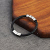PolishedPlus Personalized Customize Family Name Bracelets Black Braided Leather Stainless Steel Beads Bangle For Men Fathers