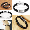 PolishedPlus Personalized Engraved Family Name Beads Bracelets Black Braided Leather Stainless Steel Bracelets For Men Fathers