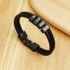 PolishedPlus Personalized Engraved Family Name Beads Bracelets Black Braided Leather Stainless Steel Bracelets For Men Fathers