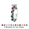 PolishedPlus Personalized Flower Rings for Women Customized 4 Birthstones Silver-plated Vintage Elegant Open Ring Gift for Mom