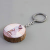 PolishedPlus Retro Round Wooden Keyrings Customize Photo Keychain Holder Car Key Rings Charm Jewelry Souvenir Gifts
