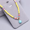 Polymer Clay beads Chain Bohemian Necklace Soft Pottery Choker stainless steel Golden Pendant Colorful Handmade for Women Gift