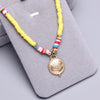 Polymer Clay beads Chain Bohemian Necklace Soft Pottery Choker stainless steel Golden Pendant Colorful Handmade for Women Gift