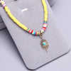 Polymer Clay beads Chain Bohemian Necklace Soft Pottery Choker stainless steel Golden Pendant Colorful Handmade for Women Gift