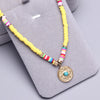 Polymer Clay beads Chain Bohemian Necklace Soft Pottery Choker stainless steel Golden Pendant Colorful Handmade for Women Gift