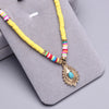 Polymer Clay beads Chain Bohemian Necklace Soft Pottery Choker stainless steel Golden Pendant Colorful Handmade for Women Gift